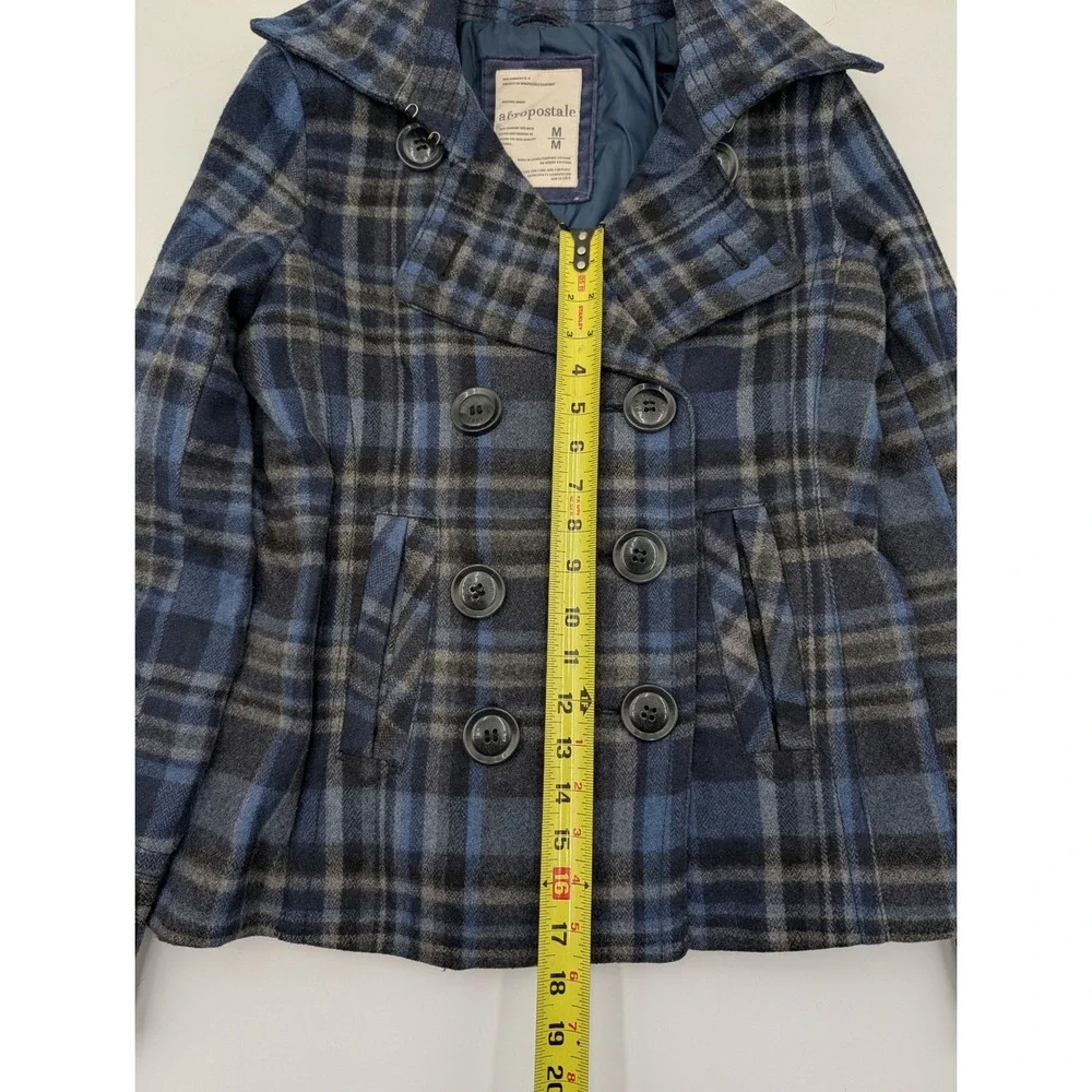 Aeropostale Kids Plaid Double Breasted Peacoat Jacket‎ Size Medium